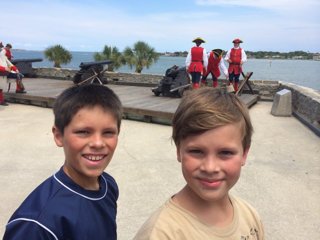 Javen Highland and Silas Highland at the live fire cannon demonstration.