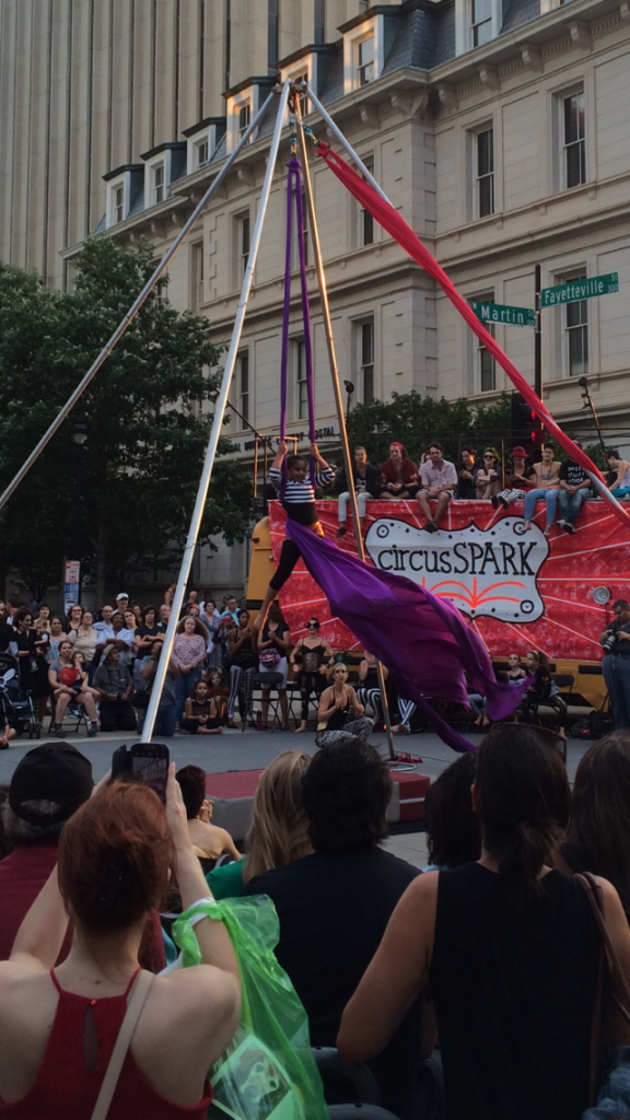 flying silk act at Sparkcon Raleigh