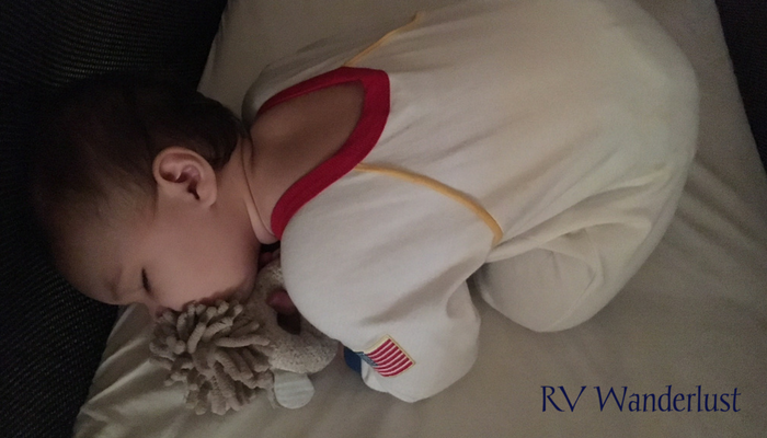 Baby Sleeping in RV Crib